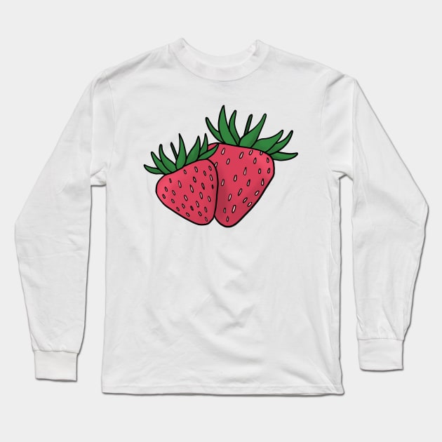 Stawberry hand drawn fruits summer Long Sleeve T-Shirt by Mesyo